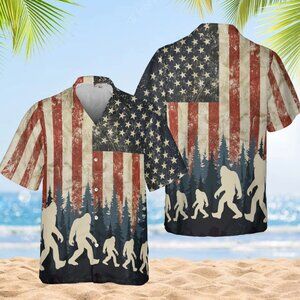 Bigfoot Hawaii Shirt, Bigfoot Patriotic Hawaiian Shirt